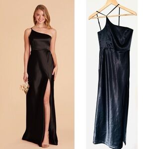 Birdy Grey Kensie Dress Women’s Elegant Shiny Satin Black One-Shoulder Sz Small